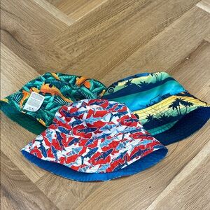 Lot of Three Reversible Swim Bucket Hats